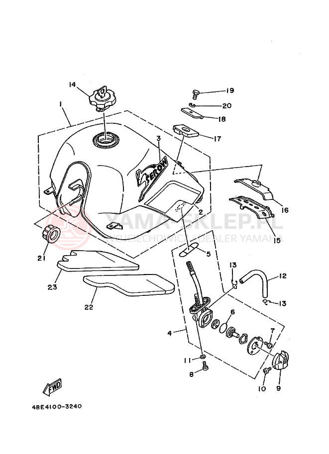Schemat "zbiornik paliwa" do Yamaha XT225 XT225E