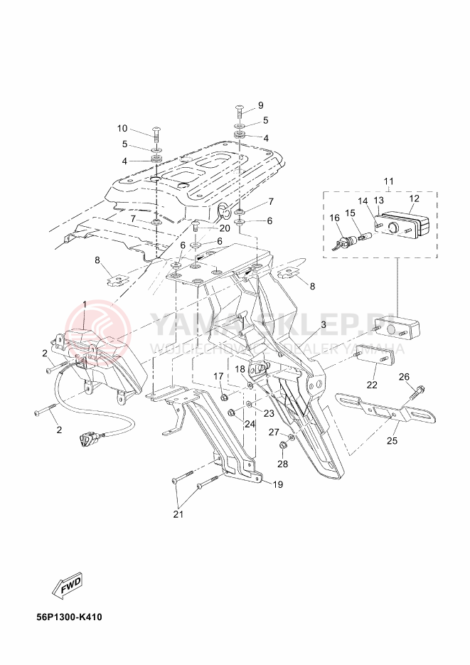 Schemat "Oświetlenie tył" do Yamaha XT660Z ABS