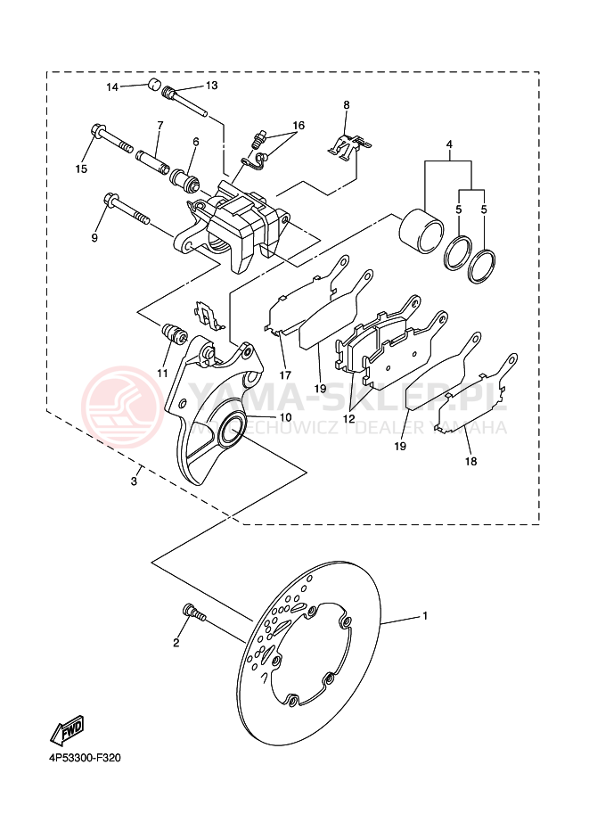 Schemat "Zacisk hamulcowy tylny" do Yamaha FZ6
