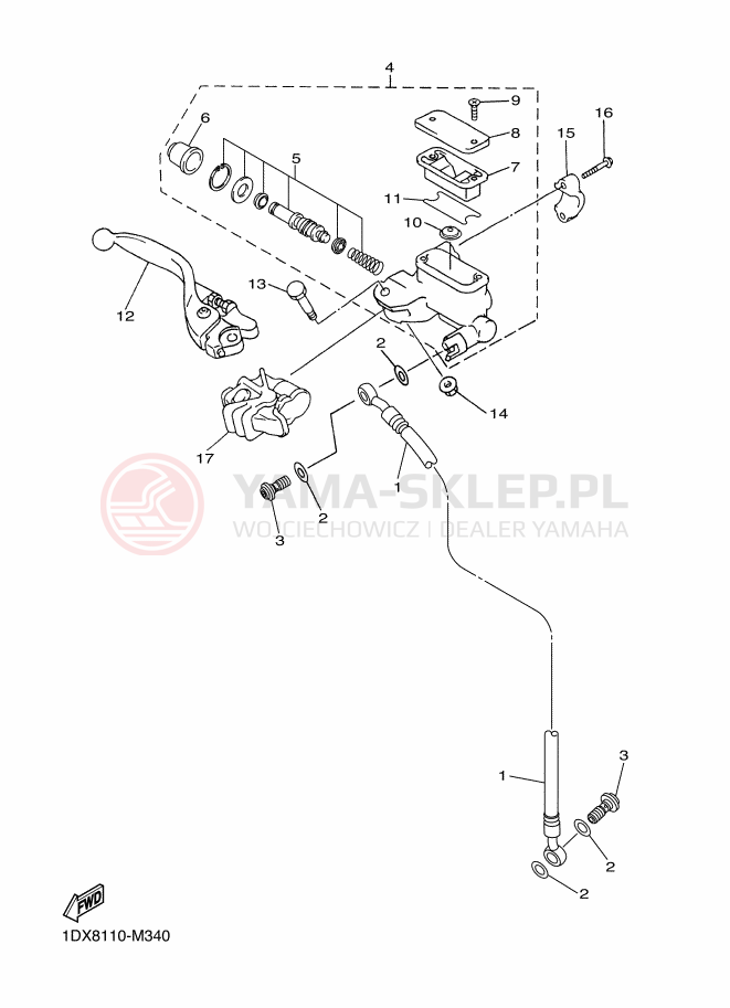 Schemat "Pompa hamulcowa przednia" do Yamaha WR250F