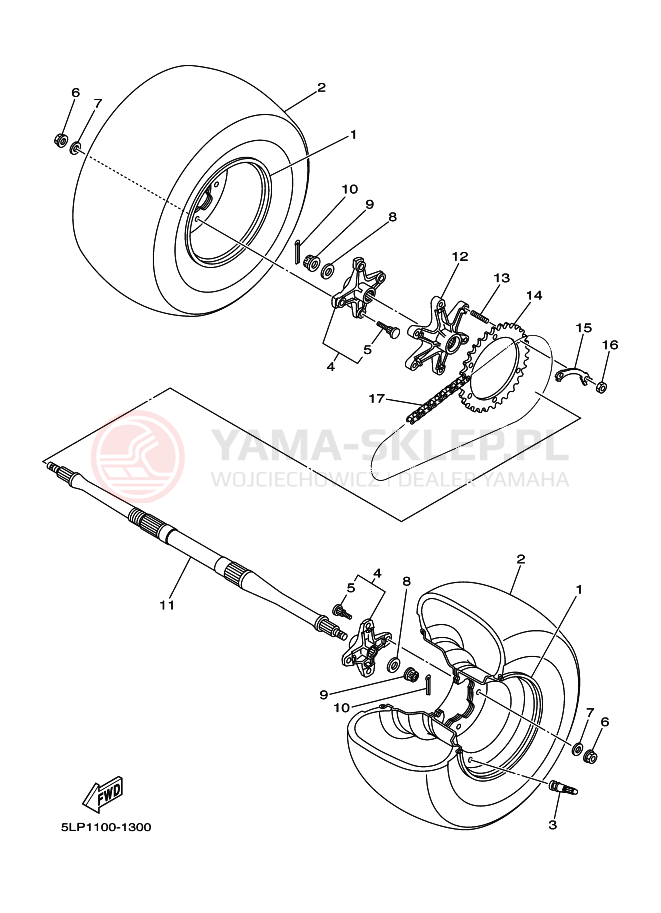 Schemat "Koło tył" do Yamaha YFM660RR