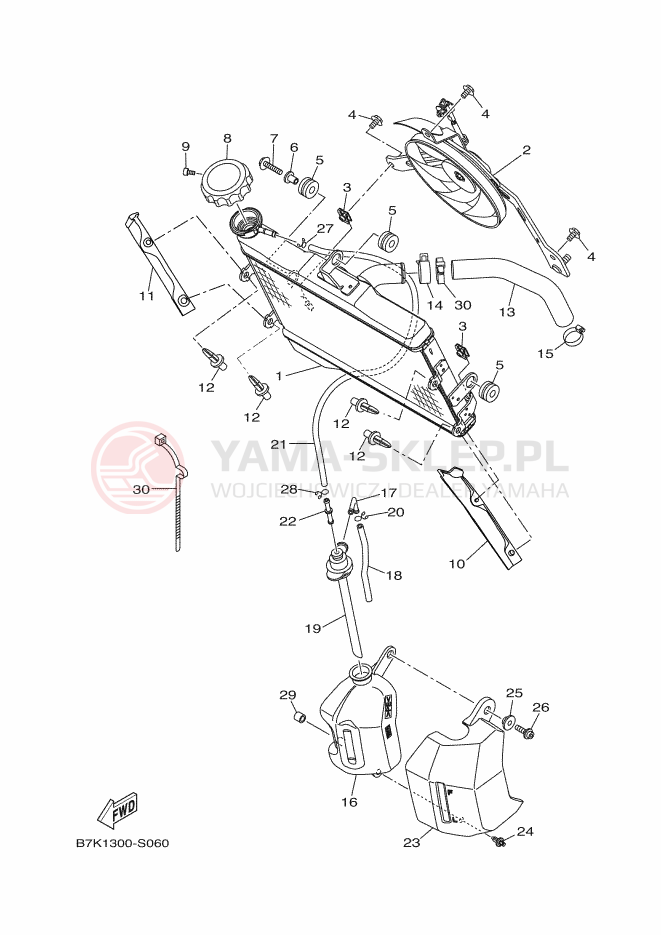 Schemat "Układ chlodzenia" do Yamaha TRACER 700