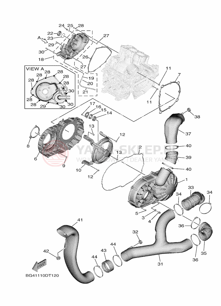Schemat "Pokrywa silnika" do Yamaha YXF850ES
