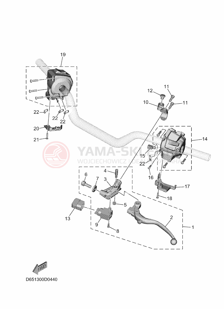 Schemat "Kierownica i osprzęt" do Yamaha XSR900