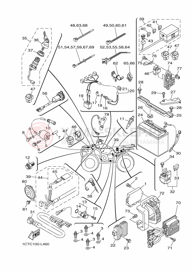 Schemat "układ elektryczny" do Yamaha YFM450FWAD