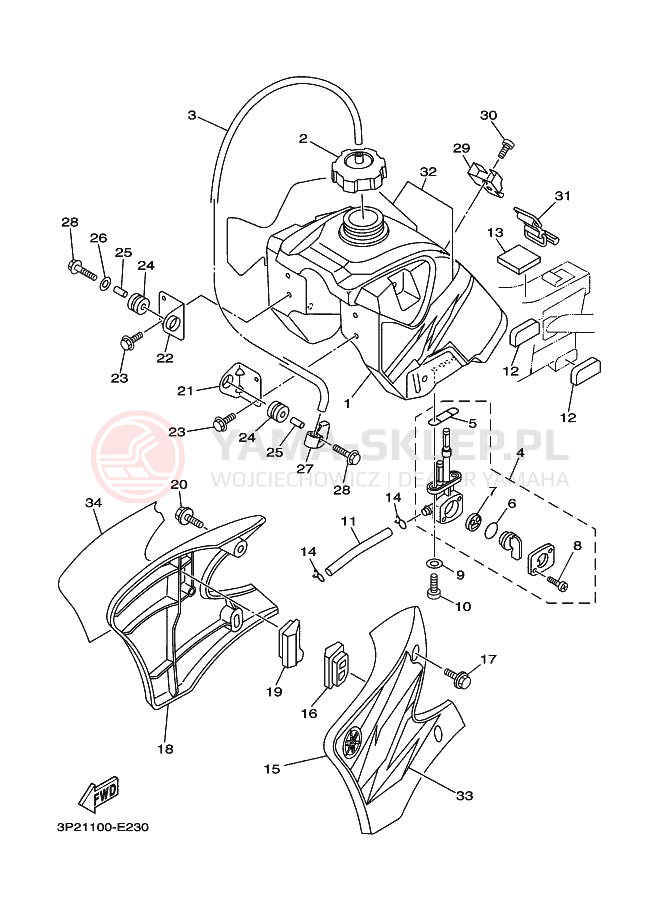 Schemat "zbiornik paliwa" do Yamaha TT-R90E
