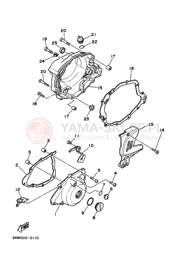 Schemat "Pokrywa silnika" do Yamaha XT225 XT225E