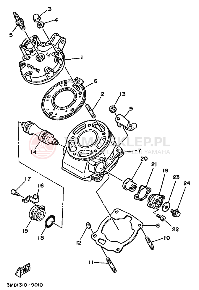 Schemat "cylinder" do Yamaha DT125R