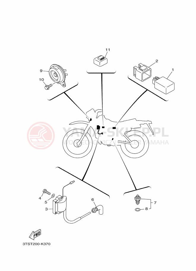 Schemat "układ elektryczny" do Yamaha DT175