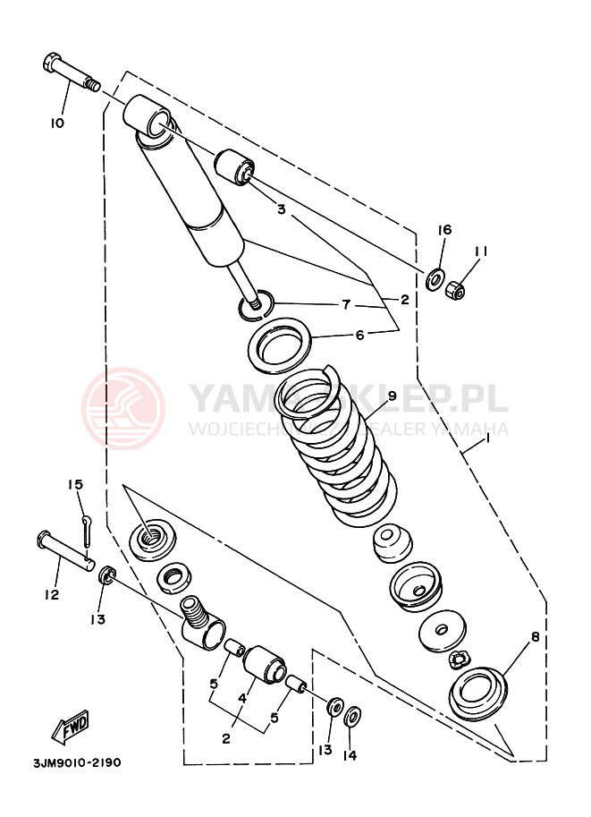 Schemat "zawieszenie tył" do Yamaha BLASTER