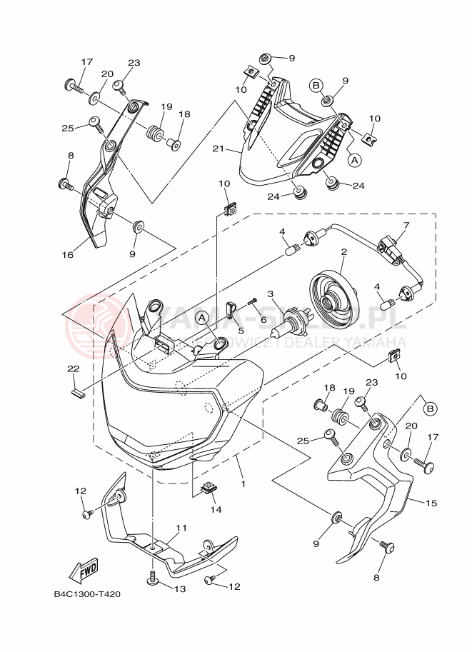 Schemat "Lampa przód" do Yamaha MT-07 ABS