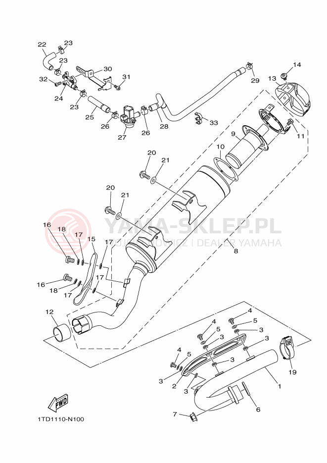 Schemat "Wydech końcowy" do Yamaha YFZ450R