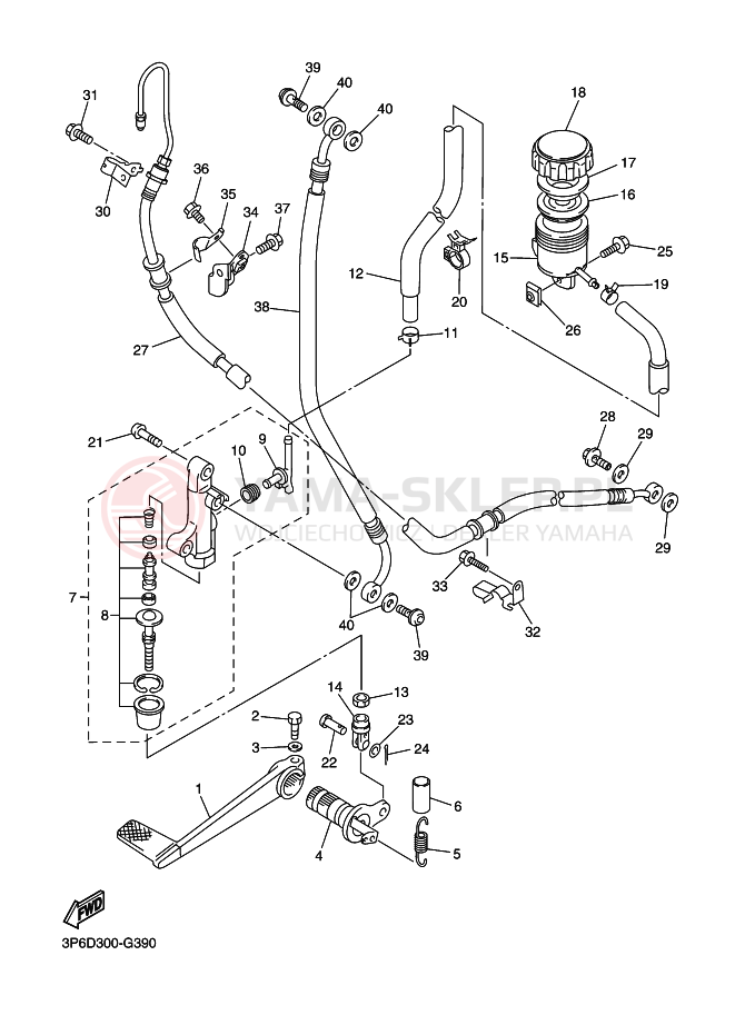 Schemat "Pompa hamulcowa tył" do Yamaha FJR1300A