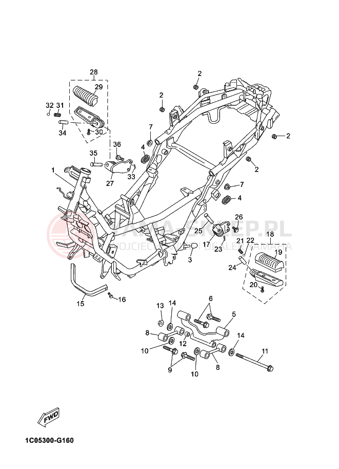 Schemat "rama" do Yamaha X-MAX 250