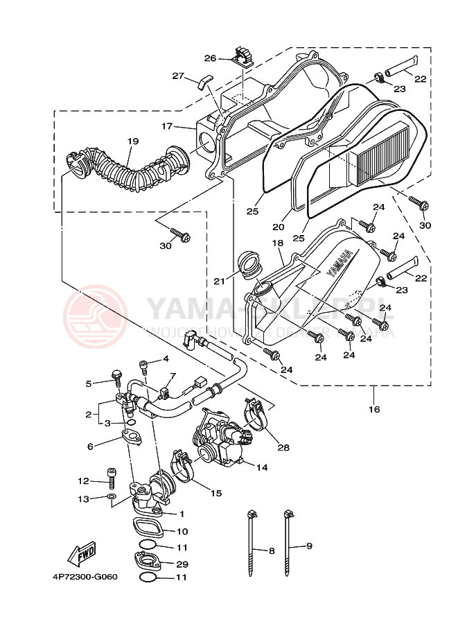 Schemat "Wtrysk paliwa" do Yamaha XC125E