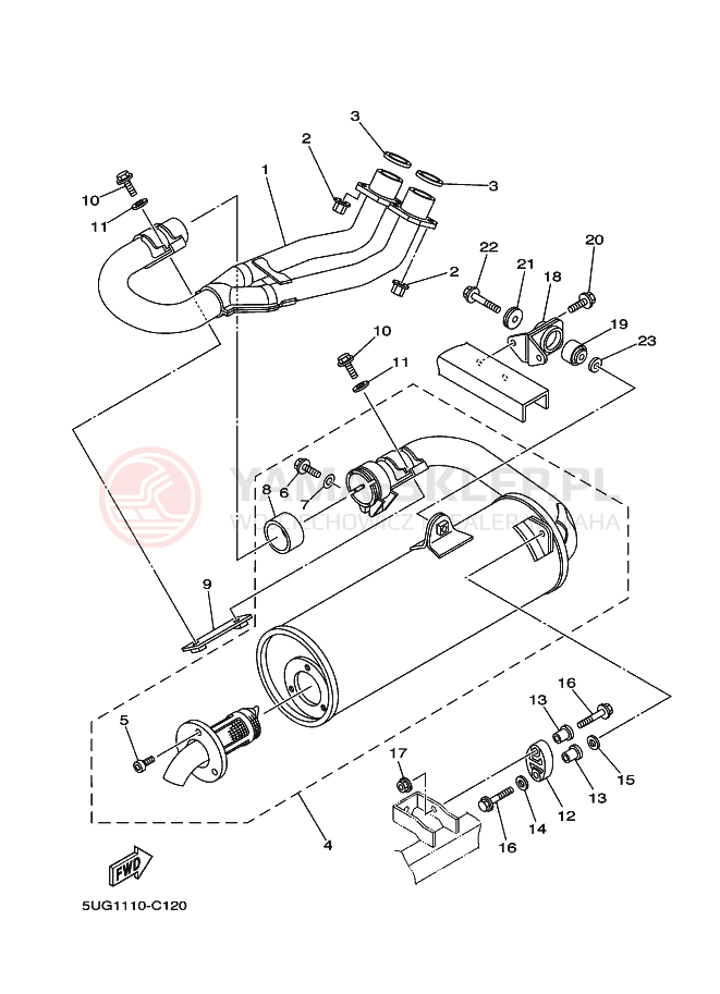 Schemat "Wydech końcowy" do Yamaha RHINO 660