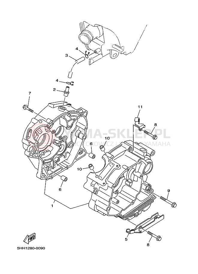 Schemat "Obudowa silnika" do Yamaha YBR125E