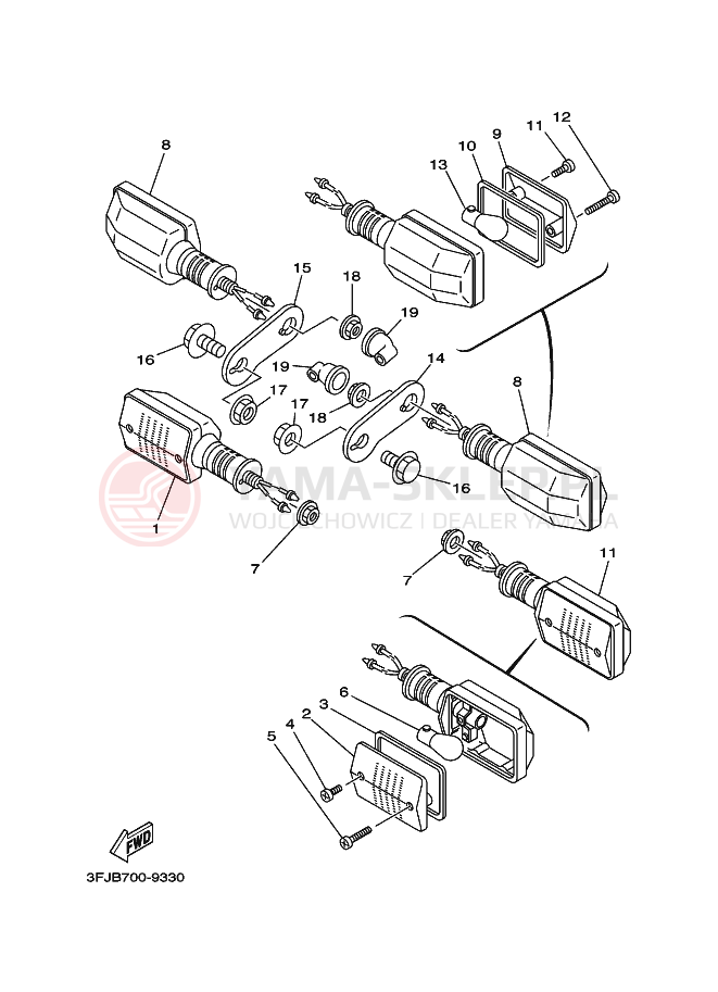 Schemat "kierunkowskazy" do Yamaha DT175 DT175L