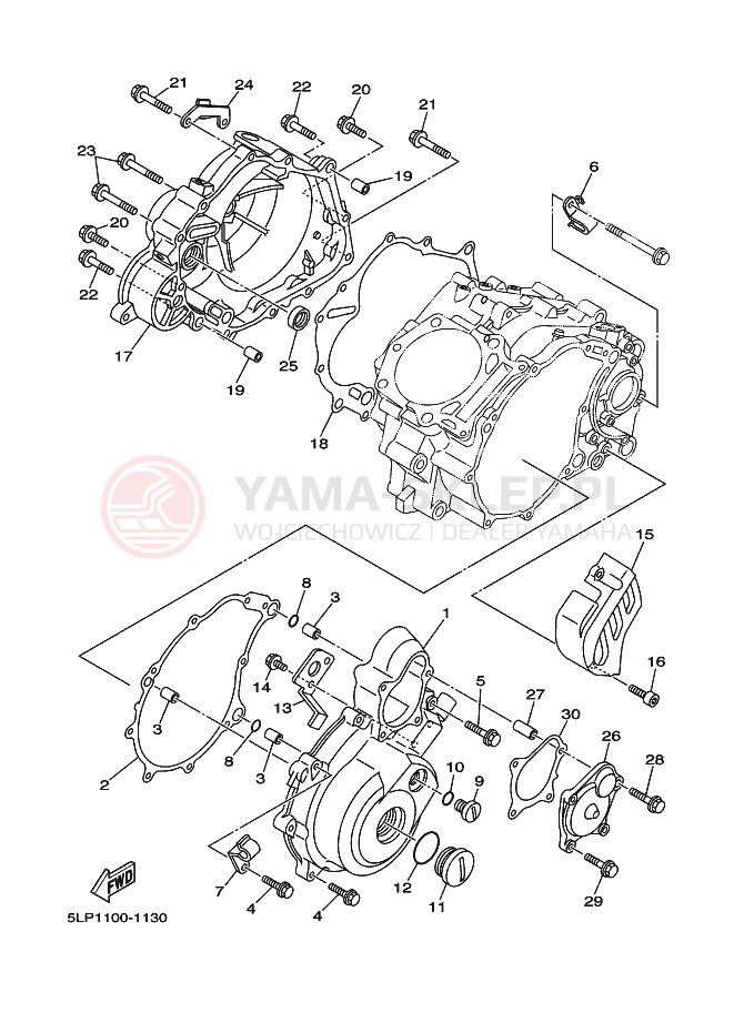 Schemat "Pokrywa silnika" do Yamaha YFM660RN