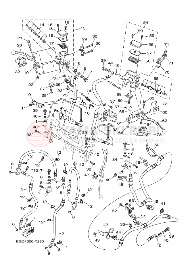 Schemat "Pompa hamulcowa przednia" do Yamaha TRICITY 155