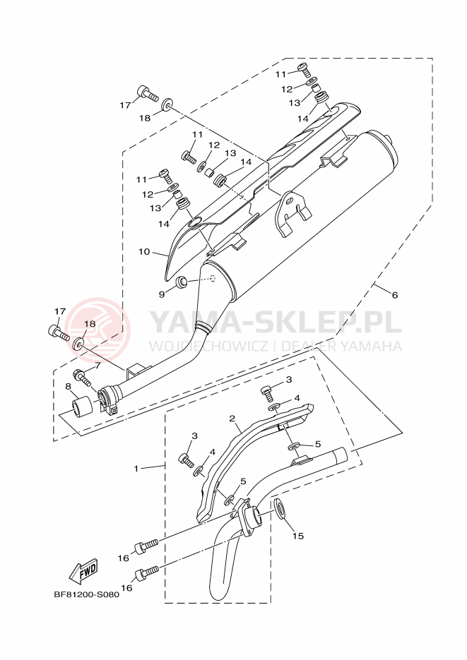 Schemat "Wydech końcowy" do Yamaha AG125