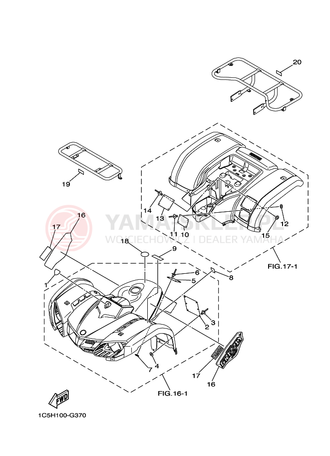 Schemat "naklejki" do Yamaha GRIZZLY 125