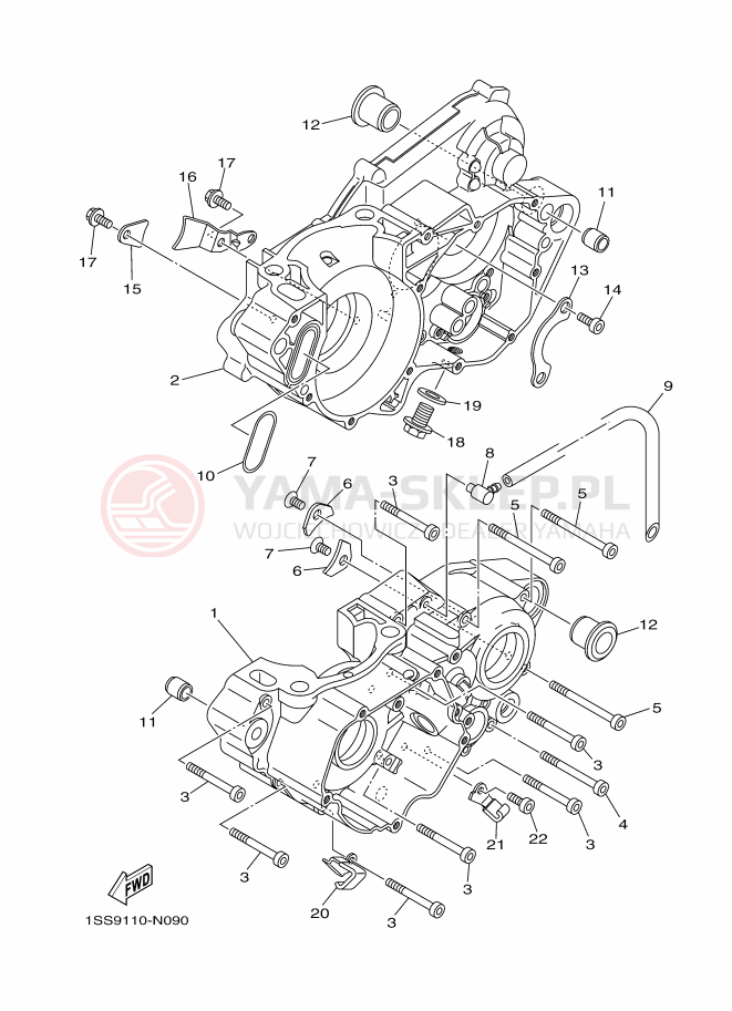 Schemat "Obudowa silnika" do Yamaha YZ250X
