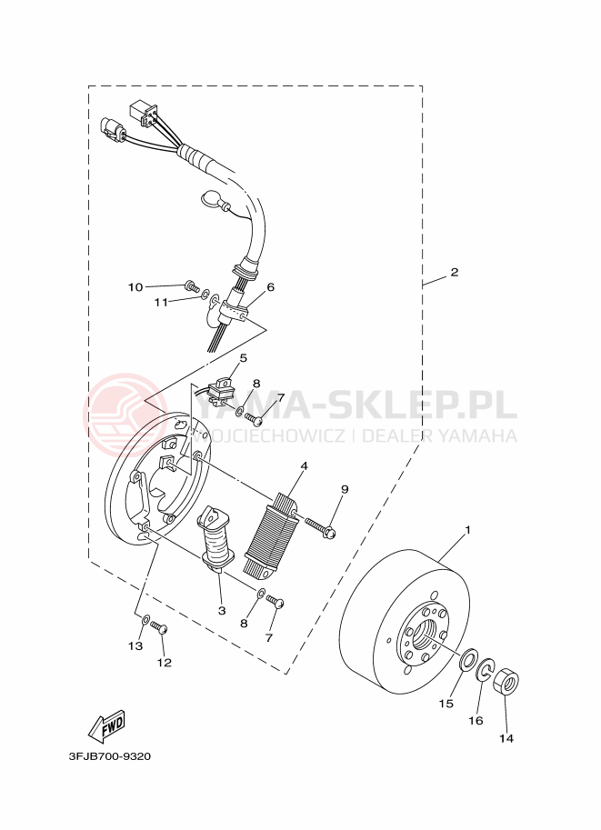 Schemat "prądnica" do Yamaha DT175 DT175L