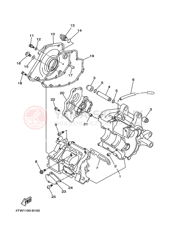 Schemat "Pokrywa silnika" do Yamaha TZ250