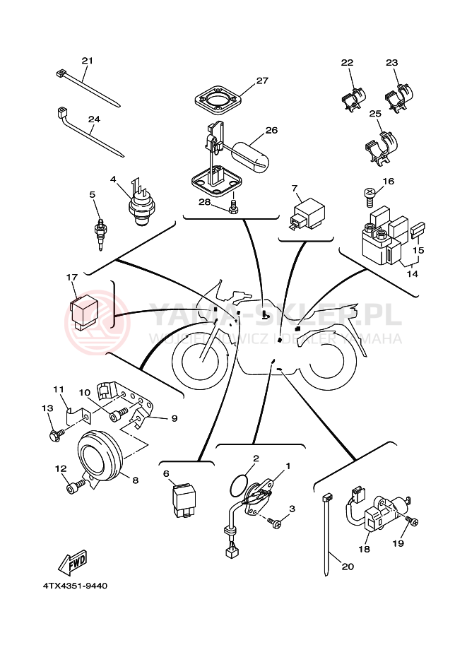 Schemat "układ elektryczny" do Yamaha TDM850
