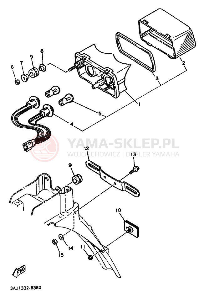 Schemat "Oświetlenie tył" do Yamaha XT600Z TENERE
