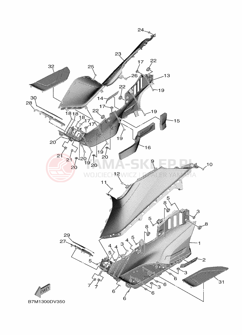 Schemat "Stopka postojowa i podnóżki" do Yamaha TMAX TECH MAX
