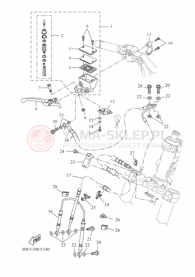 Schemat "Pompa hamulcowa przednia" do Yamaha TENERE 700 WORLD RAID