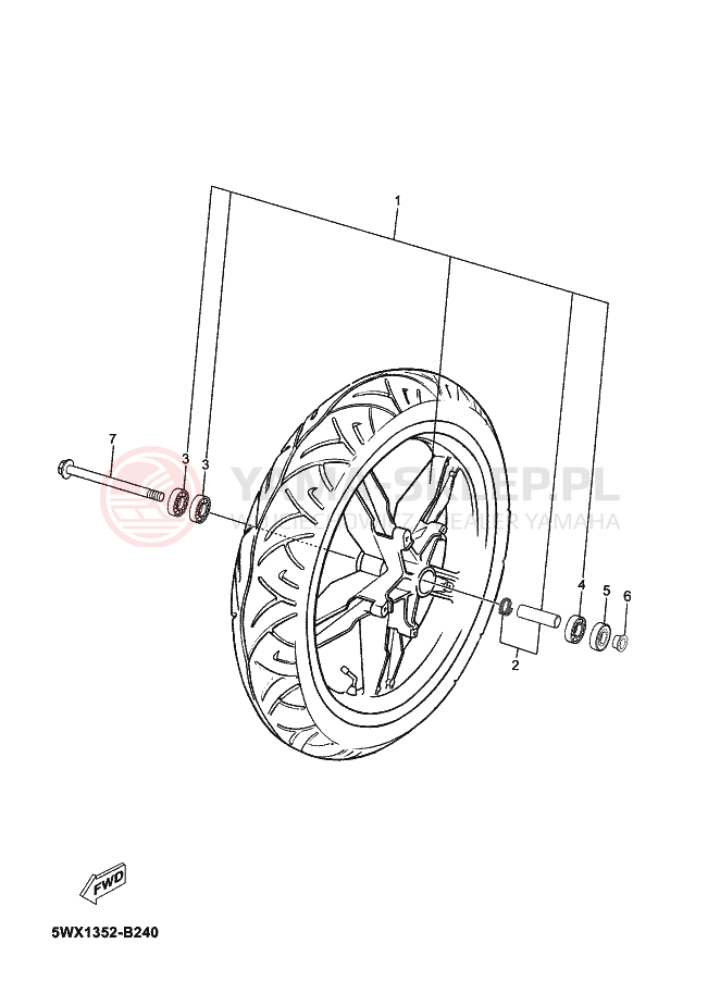 Schemat "Koło przód" do Yamaha TZR50