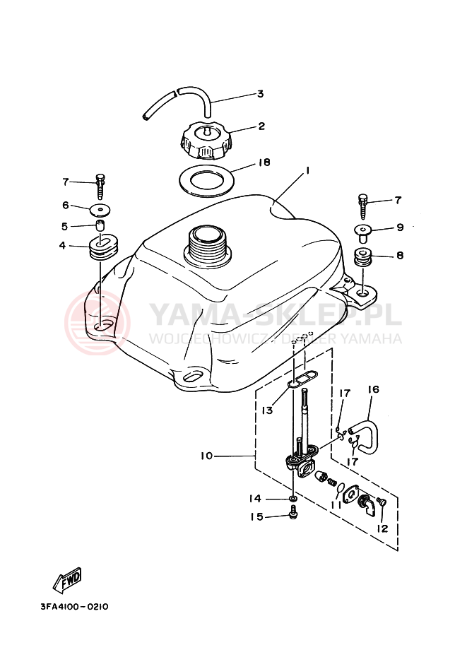 Schemat "zbiornik paliwa" do Yamaha BREEZE