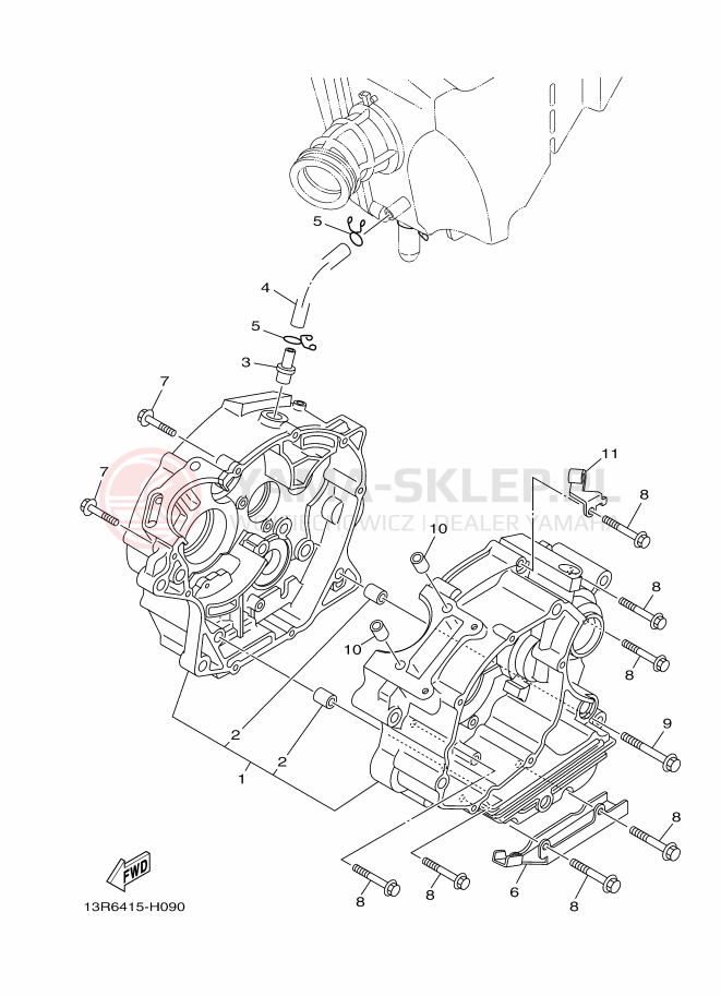 Schemat "Obudowa silnika" do Yamaha YBR125E