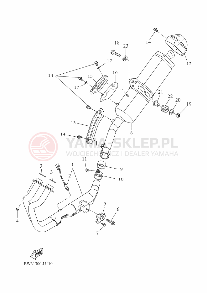 Schemat "Wydech końcowy" do Yamaha XTZ690-U TÉNÉRÉ 700