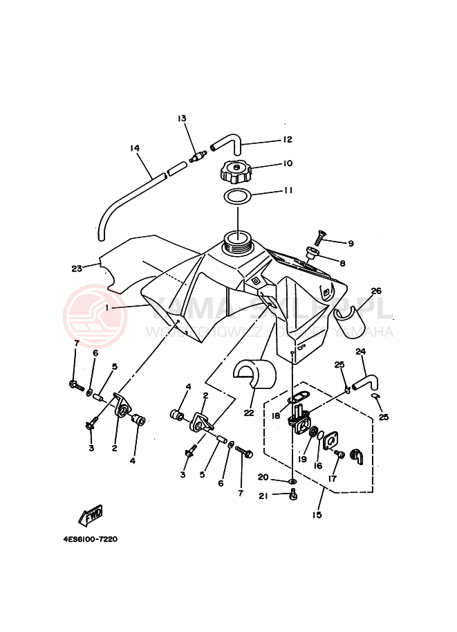 Schemat "zbiornik paliwa" do Yamaha YZ80LW