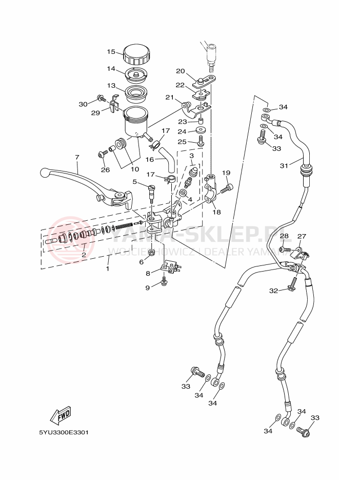 Schemat "Pompa hamulcowa przednia" do Yamaha MT01