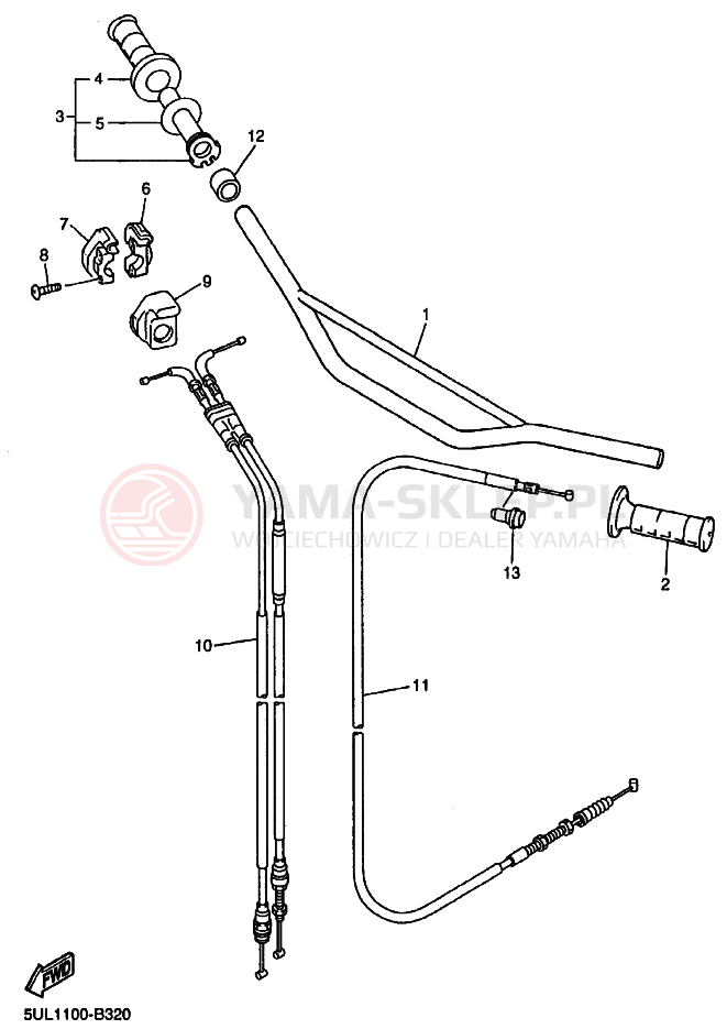 Schemat "Kierownica i osprzęt" do Yamaha YZ250F