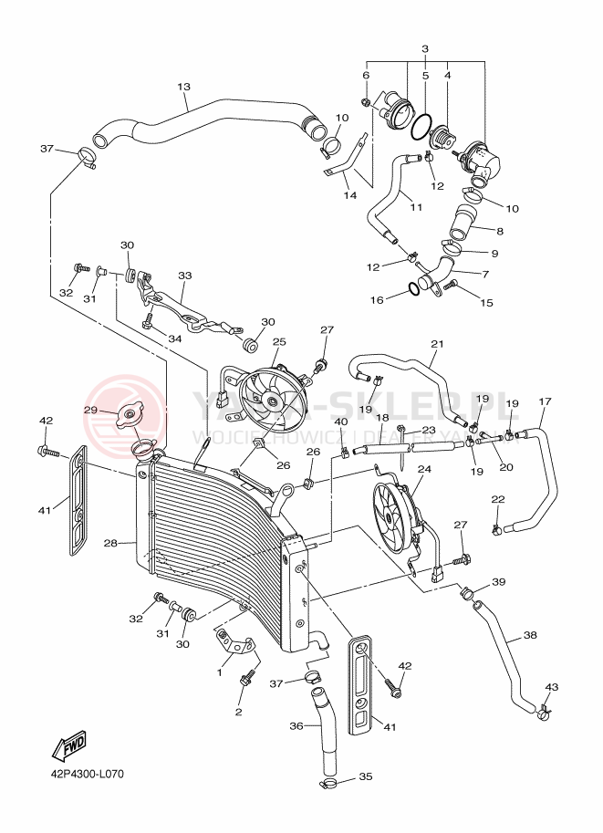 Schemat "Węże chłodnicy" do Yamaha FAZER8