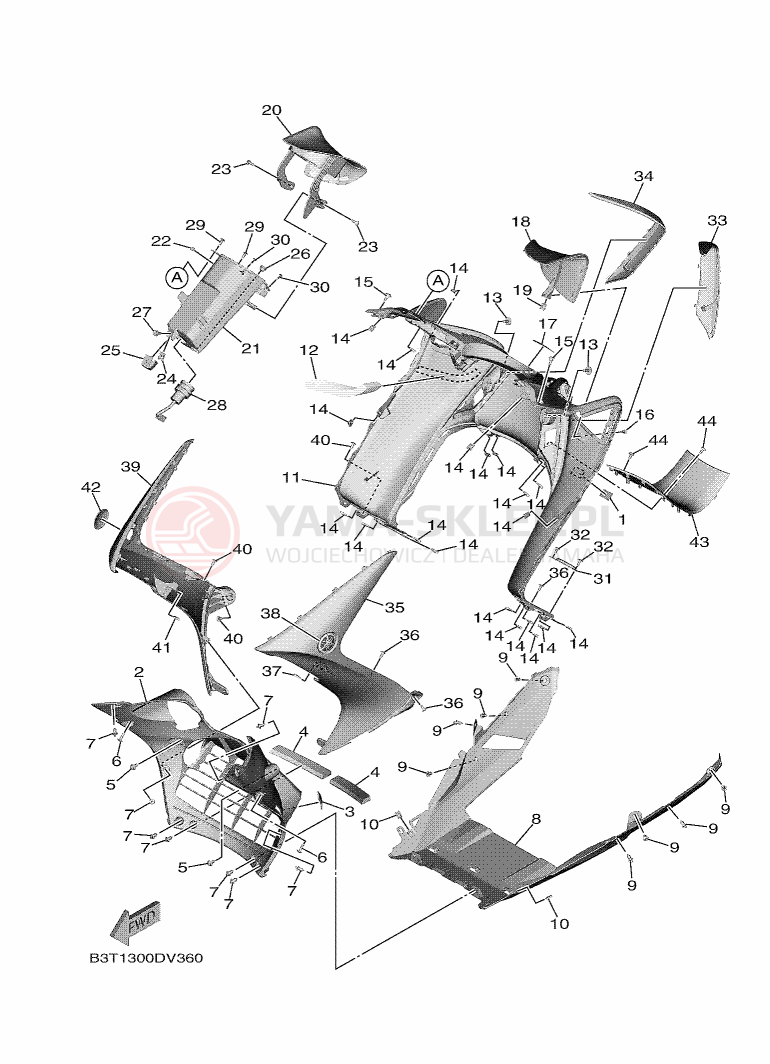 Schemat "Nadwozie przód" do Yamaha TMAX ABS