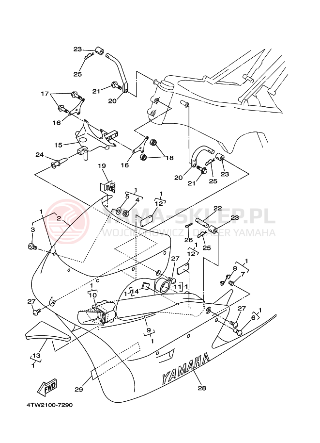Schemat "Obudowa silnika" do Yamaha TZ250