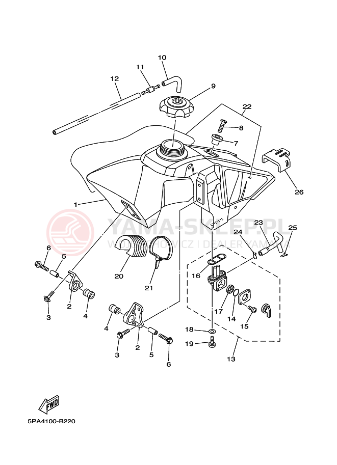 Schemat "zbiornik paliwa" do Yamaha YZ85