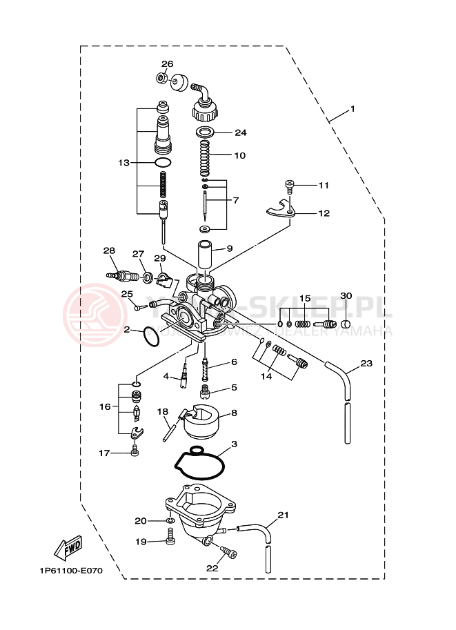 Schemat "Gaźnik" do Yamaha TT-R50E