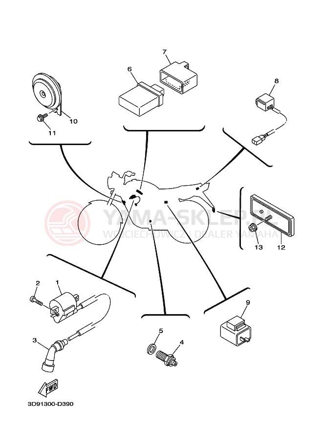 Schemat "układ elektryczny" do Yamaha YBR125ED