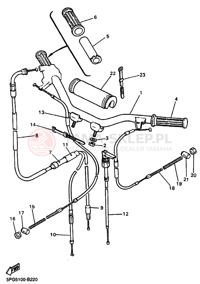 Schemat "Kierownica i osprzęt" do Yamaha PW50