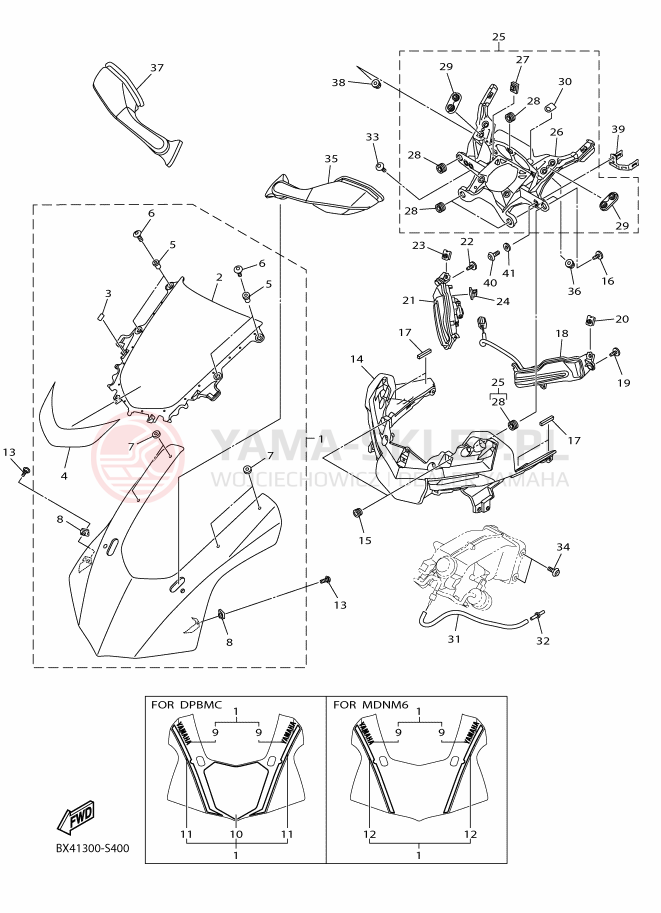 Schemat "elementy nadwozia" do Yamaha YZF-R1