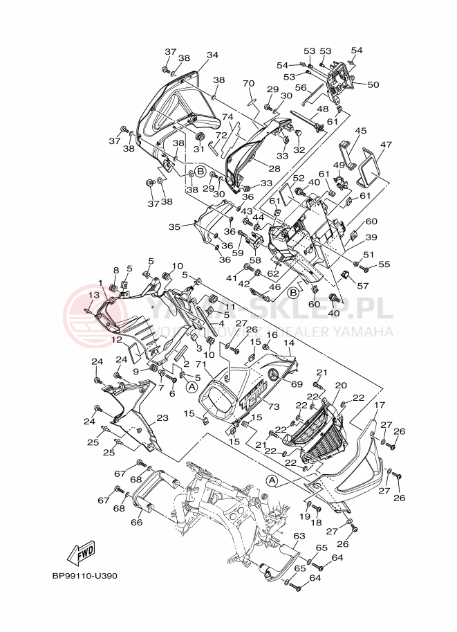 Schemat "elementy nadwozia" do Yamaha SUPER TENERE ABS