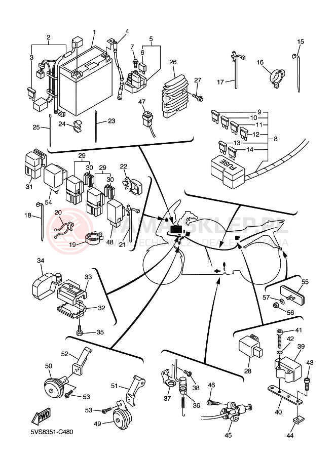 Schemat "układ elektryczny" do Yamaha FJR1300A